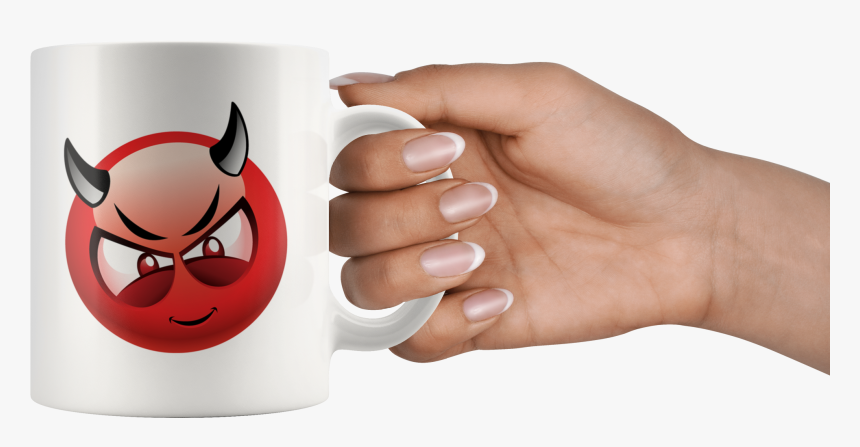 Devil Emoji Coffee Mug - Skeleton Hand Holding Mug, HD Png Download, Free Download