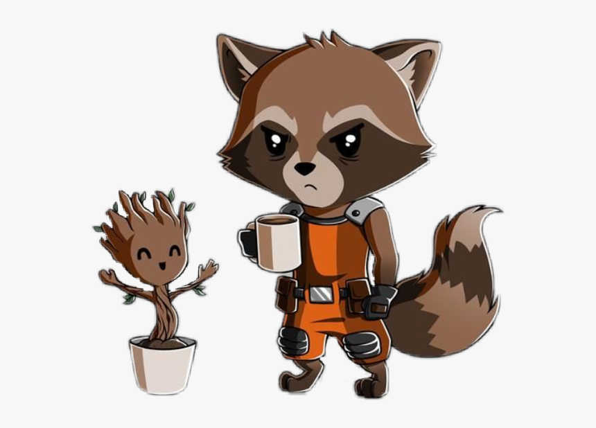 #rocket #groot #cute #chibi #hannah - Rocket Guardians Of The Galaxy Cartoon, HD Png Download, Free Download