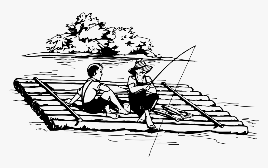 Fishing From A Raft Clip Arts - Raft Clipart Black And White, HD Png Download, Free Download