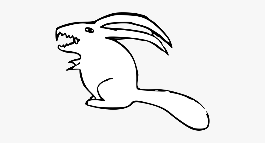 Scary Rabbit Drawing - Snowshoe Hare Cartoon, HD Png Download, Free Download