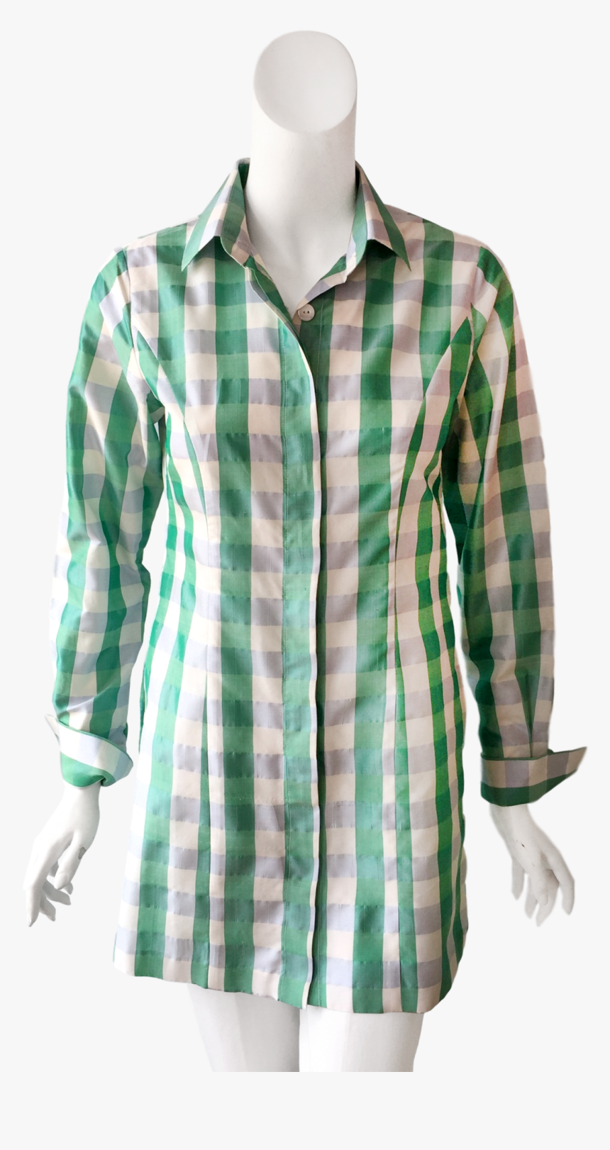 Charlotte Top In Green Check Silk - Plaid, HD Png Download, Free Download