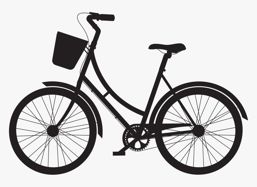 Cycling Clipart Human Silhouette - Bike With Basket Clip Art, HD Png Download, Free Download