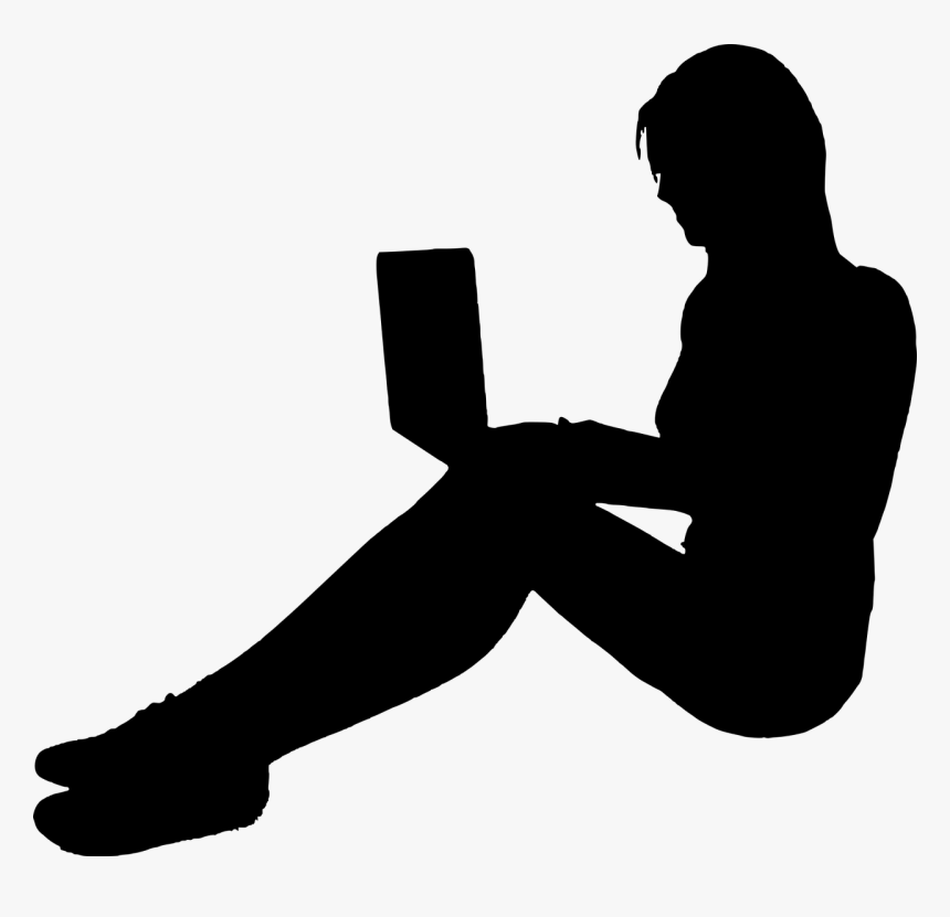 Silhouette Laptop Women Free Picture - Woman With Laptop Silhouette, HD Png Download, Free Download
