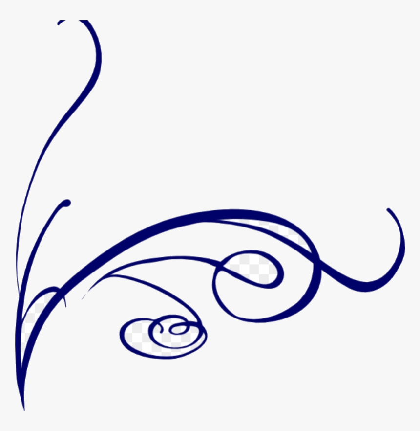 Fancy Lines Flower Hatenylo Com Decorative Line Swirly - Blue Decorative Lines Png, Transparent Png, Free Download