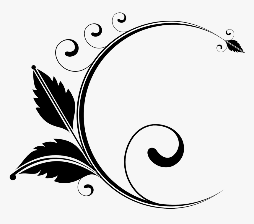 Floral Design Clip Art - Floral Clipart Black And White, HD Png Download, Free Download
