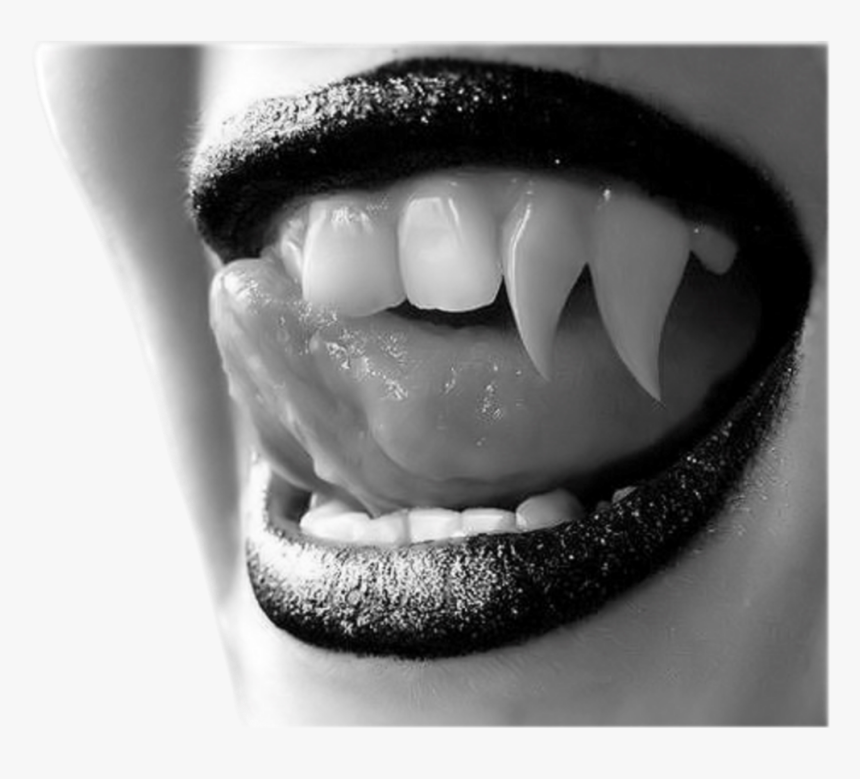 Sexy Girl Vampire Fangs Black Lipstick With Fangs Hd Png Download Kindpng