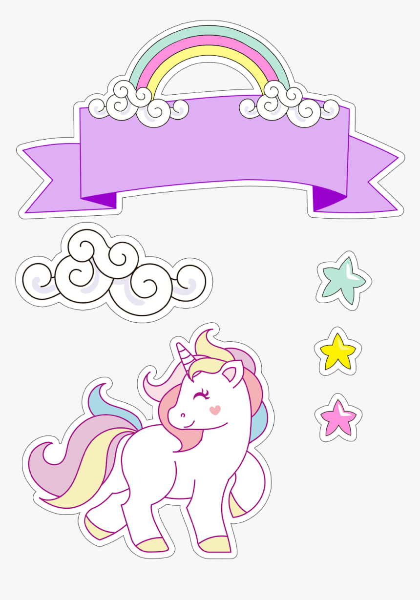 Clouds Clipart Unicorn - Topo De Bolo Unicornio, HD Png Download, Free Download