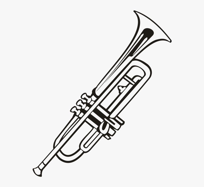 Trumpet, Music, Instrument Music, Notes, Vector Drawing - Trumpet Coloring Page, HD Png Download, Free Download