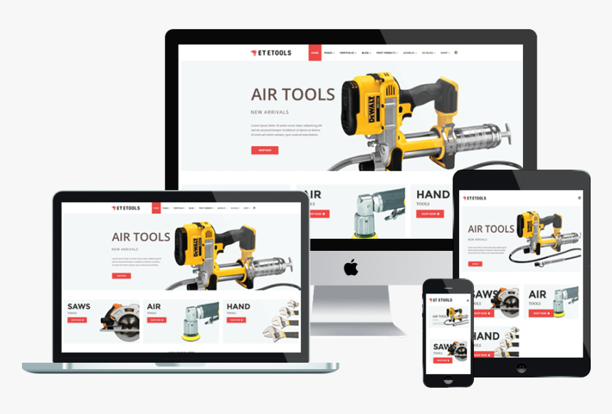 Et Etools Responsive - Wordpress Theme Mockup, HD Png Download, Free Download