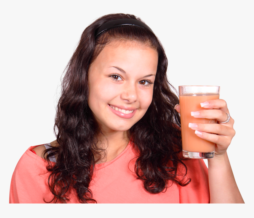 Cute Girl Holding Glass Of Fresh Juice Png Image - Girl With Juice Glass Png, Transparent Png, Free Download
