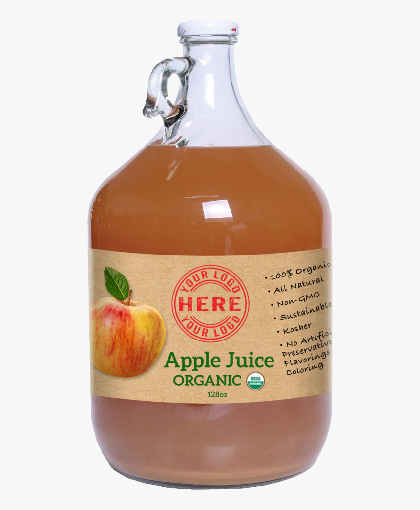 128oz Manzana Organic Apple Juice - Glass Bottle, HD Png Download, Free Download