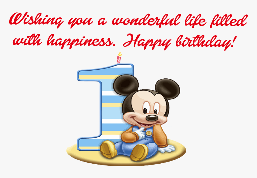 1st Birthday Wishes Png Free Images - Mickey Mouse Birthday Png, Transparent Png, Free Download