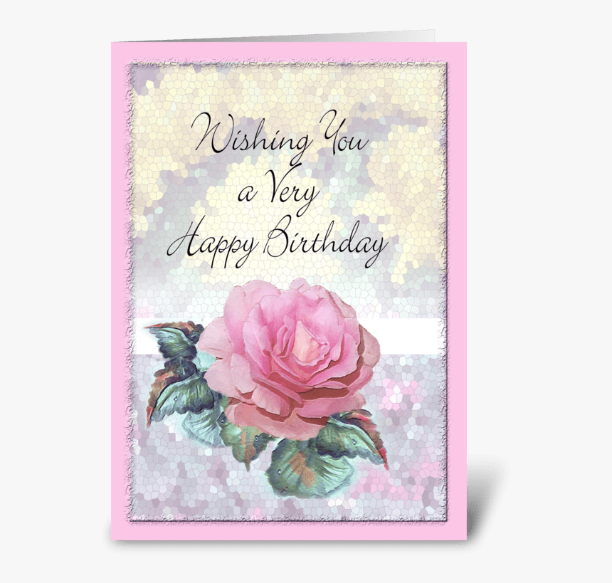 Pink Rose, Birthday Wishes Greeting Card - Christmas Card, HD Png Download, Free Download