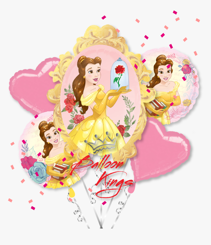 Beauty And The Beast Belle Bouquet , Transparent Cartoons - Globos De La Bella Y La Bestia, HD Png Download, Free Download