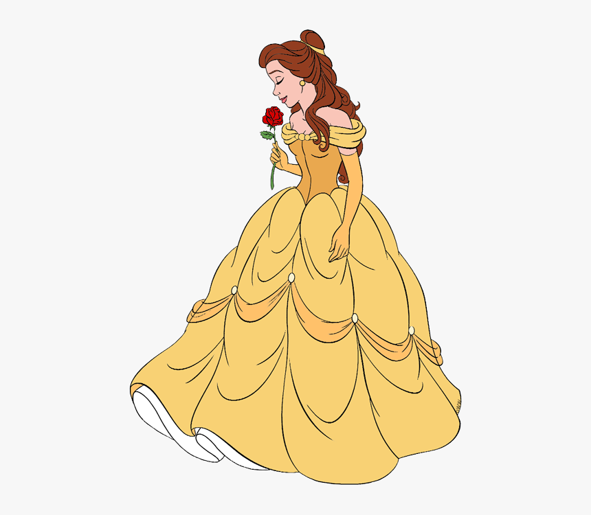 Rose Belle Smelling Rose - Beauty And The Beast Belle Holding Rose, HD Png Download, Free Download