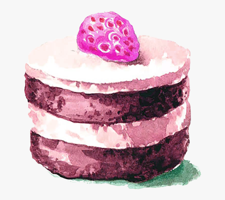 Pastry Drawing Watercolor - Cake Drawing With Color, HD Png Download, Free Download