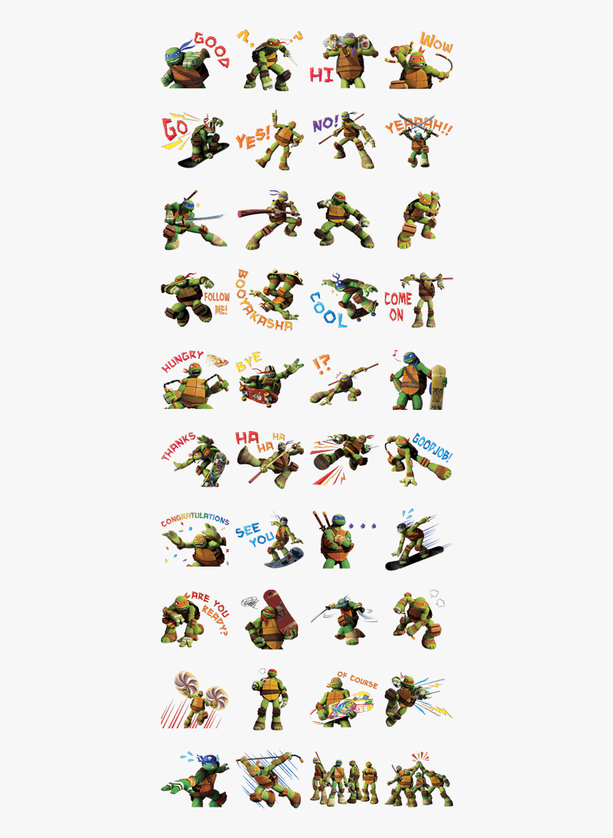 Ninja Turtles Line Stickers, HD Png Download, Free Download