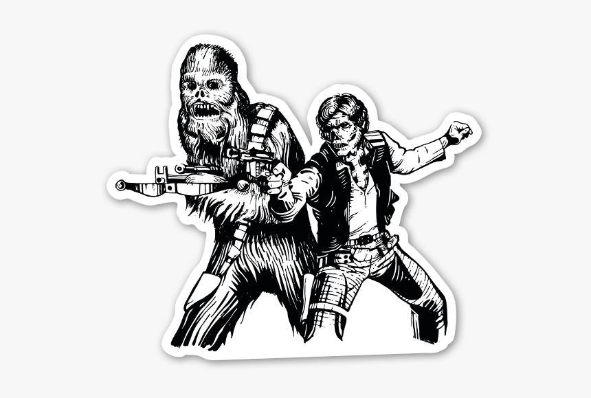 Chewbacca And Han Solo Skull Sticker - Han Solo Und Chewbacca Vector, HD Png Download, Free Download