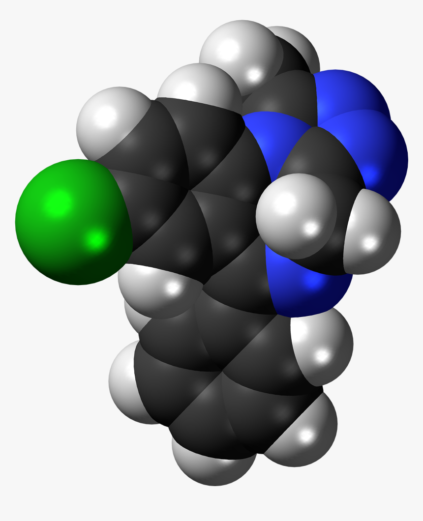 Alprazolam Molecule Spacefill - Illustration, HD Png Download, Free Download