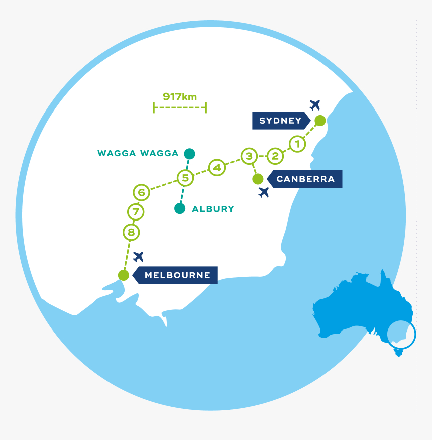 Clara Melbourne Sydney High-speed Rail Route Map Showing - Melbourne To Sydney High Speed Rail, HD Png Download, Free Download