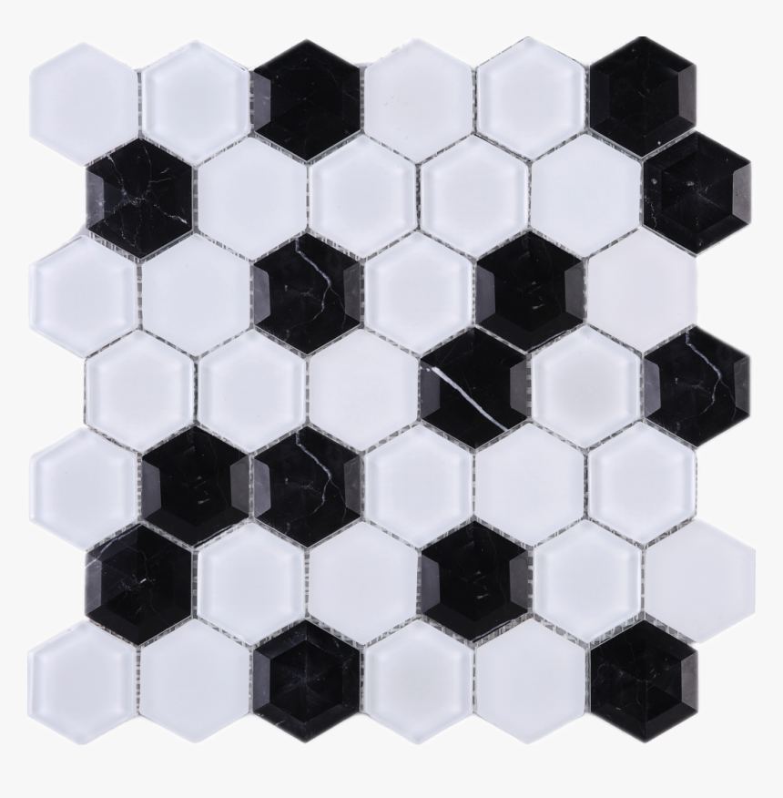 3d Honeycomb Hexagon Black Marquina With White Glass - 3d Tile Png, Transparent Png, Free Download