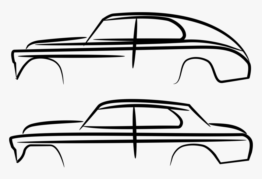 Line Art,automotive Exterior,compact Car - Vintage Car Silhouette, HD Png Download, Free Download