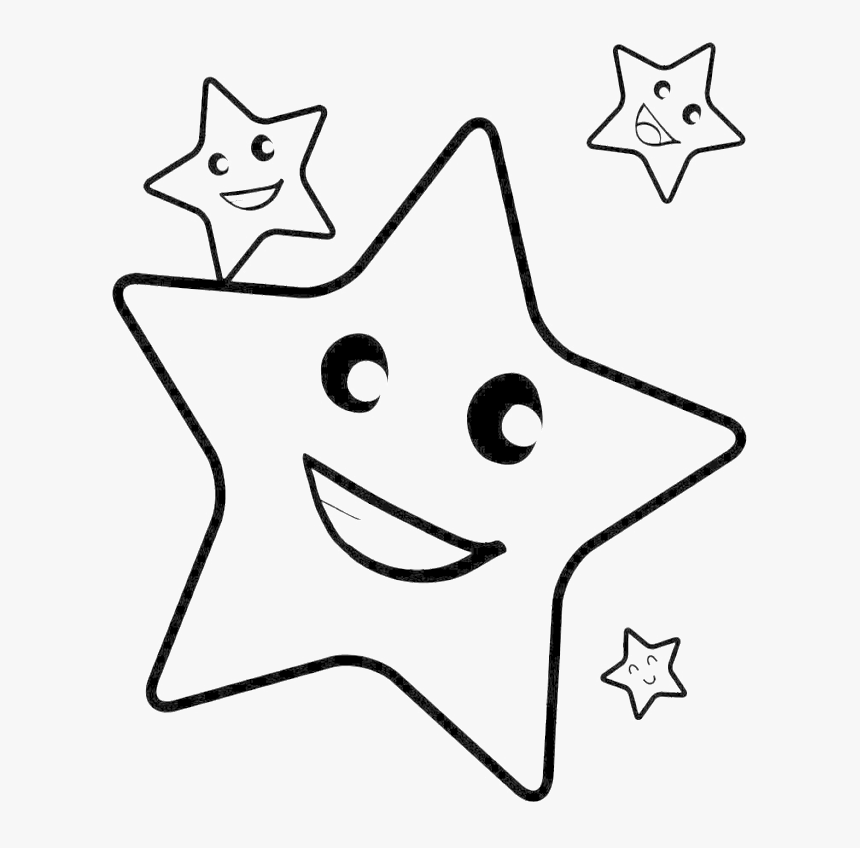 Christmas Star Coloring Pages - Smile Star Clipart Black And White, HD Png Download, Free Download