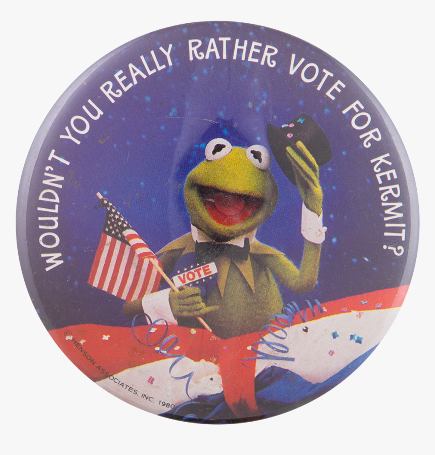 Vote For Kermit Entertainment Button Museum - Cartoon, HD Png Download, Free Download