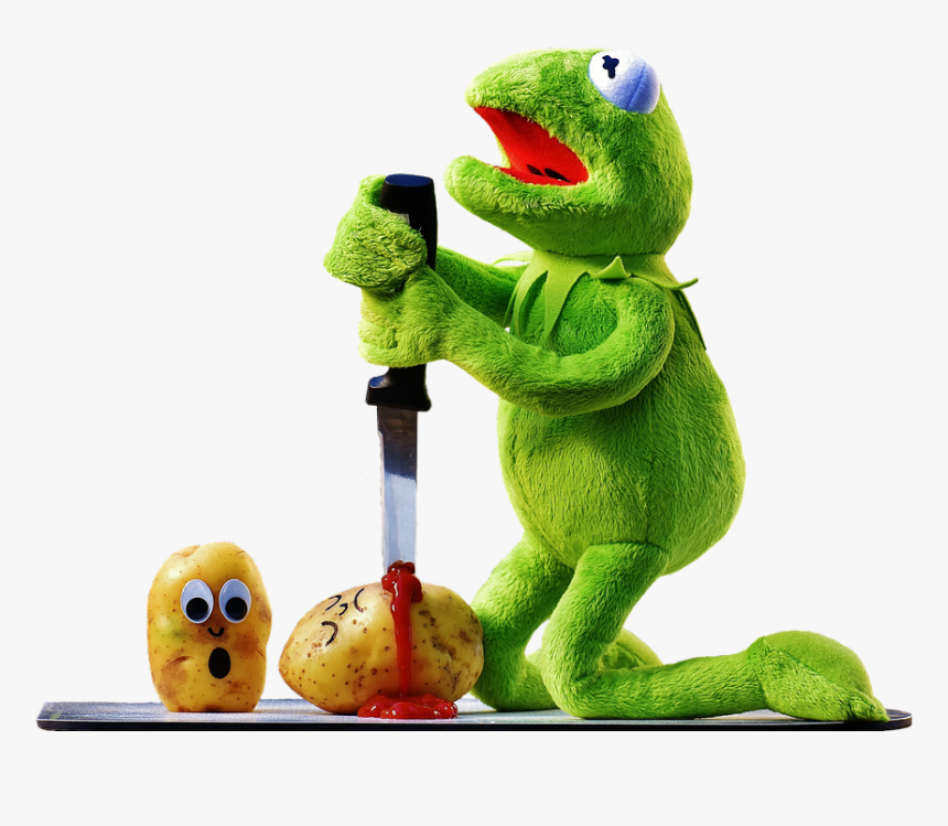 Potatoes, Knife, Ketchup, Blood, Murder, Funny, Kermit - Kermit With A Knife, HD Png Download, Free Download