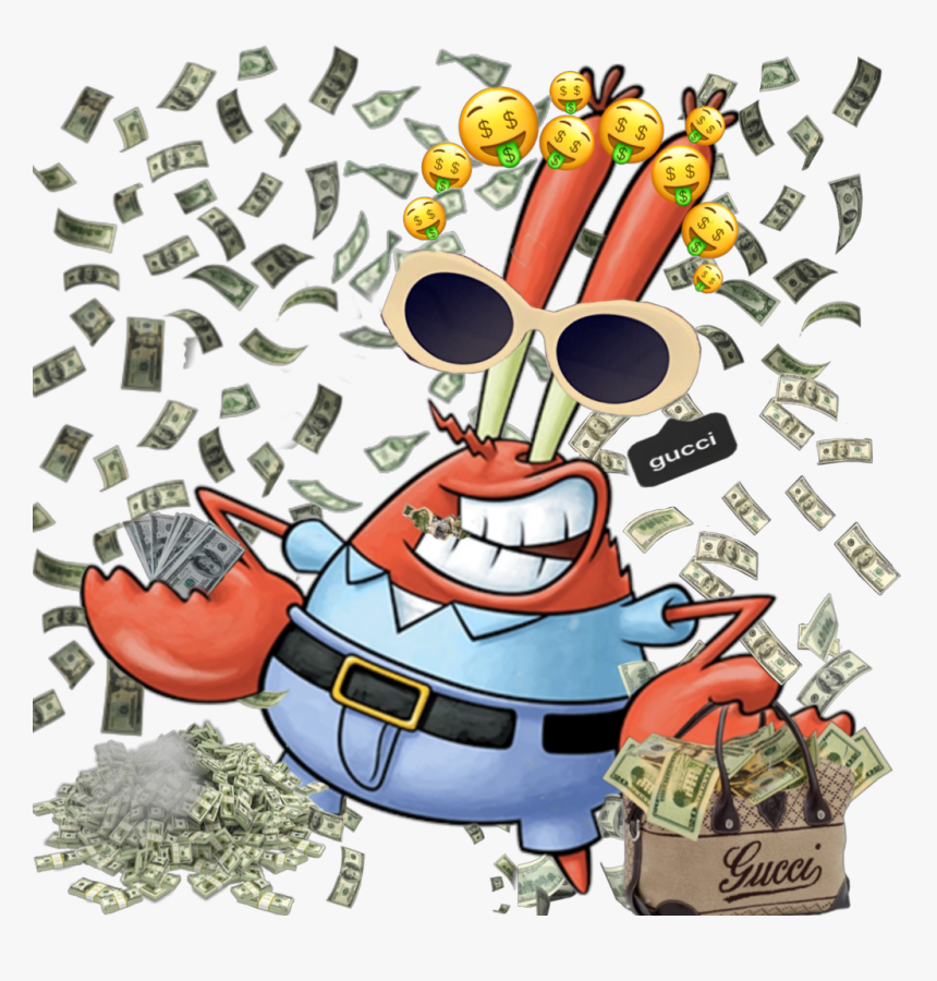 Krabs In His Natural Habitat - Raining Money Gif Png, Transparent Png, Free Download