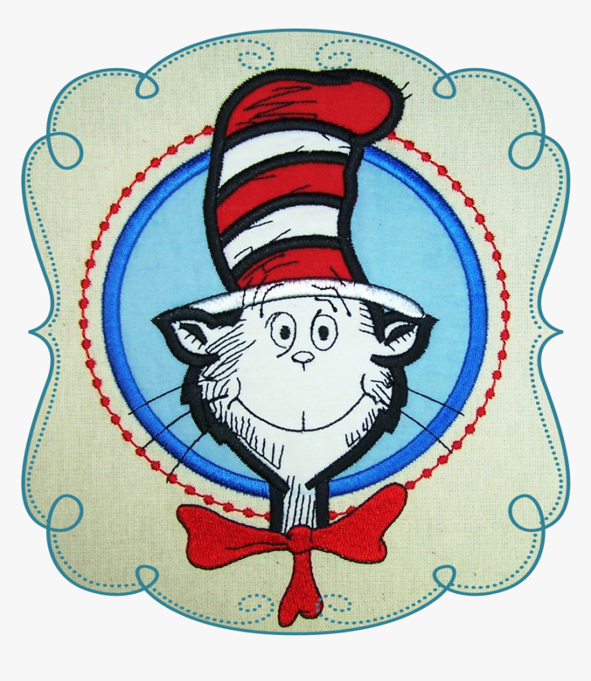 Cat In The Hat Applique Machine Embroidery Design Pattern - Cartoon, HD Png Download, Free Download