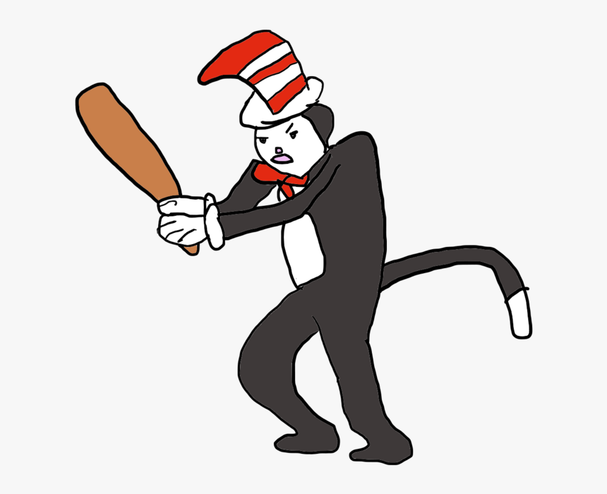 Cat In The Hat With Bat By Thekoloipo - Cat With The Bat, HD Png Download, Free Download