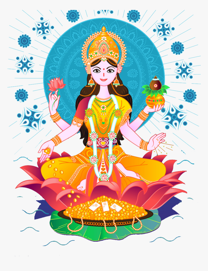 Maha Lakshmi Puja Png Free Download - Drawing On Dhanteras, Transparent Png, Free Download