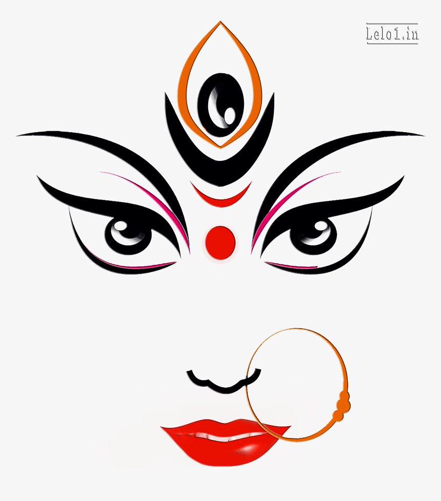 Durga Maa Face Drawing , Png Download - Durga Maa Face Drawing, Transparent Png, Free Download