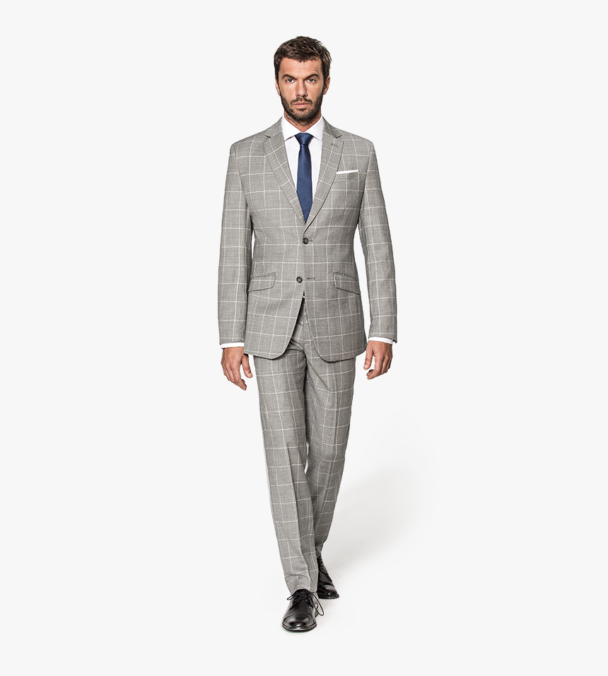 Grey Checked Wool Suit - Formal Wear, HD Png Download, Free Download