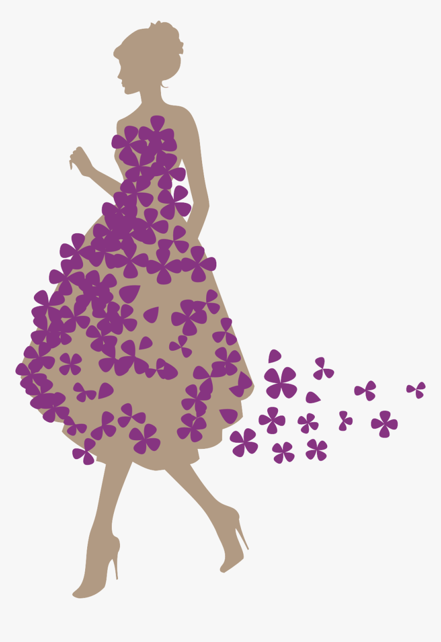 Transparent Woman In Dress Silhouette Png - Purple Dress Silhouette Png, Png Download, Free Download