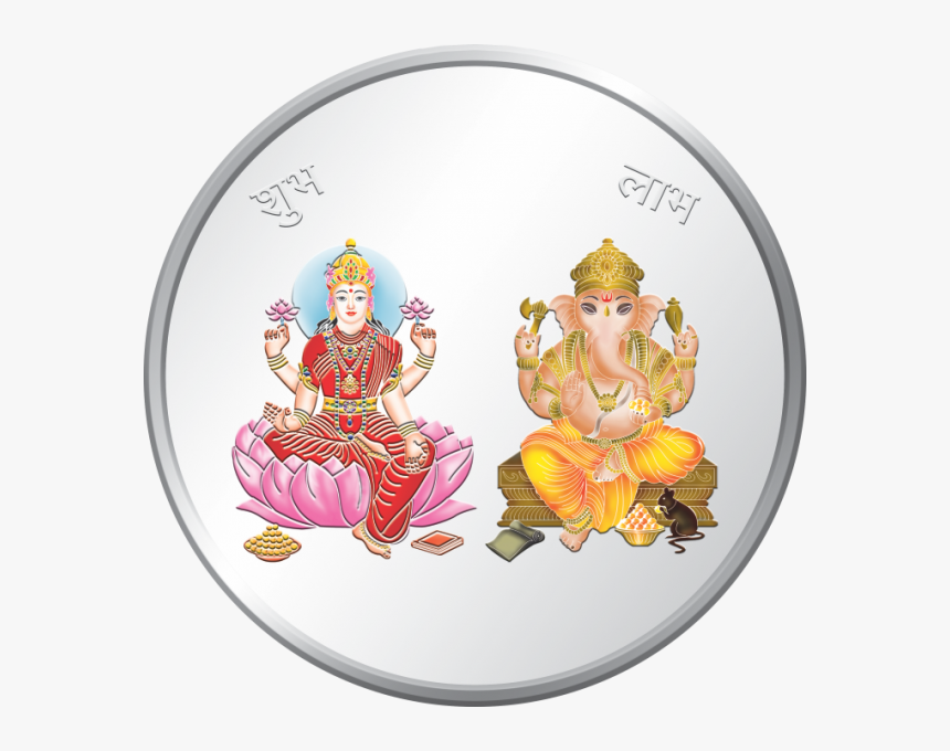 Moah Lakshmi Ganesh Coin, 10 Gram, 999 Purity, Enameled, - Colored Silver Coin Lakshmi Ganesh, HD Png Download, Free Download