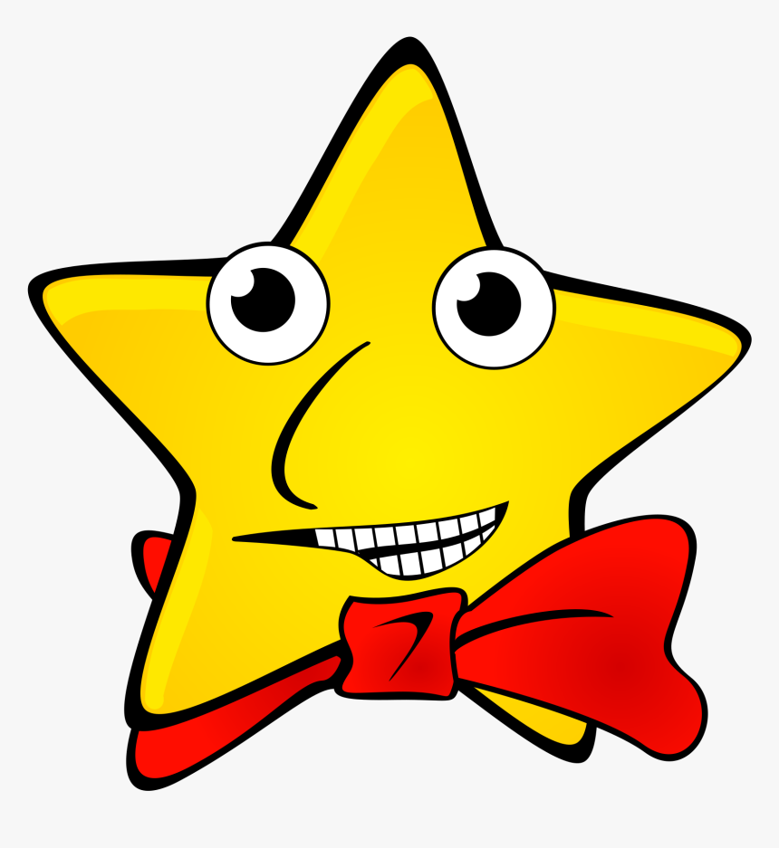 Yellow Star With Red Bow 1 25 Magnet - Funny Stars, HD Png Download, Free Download