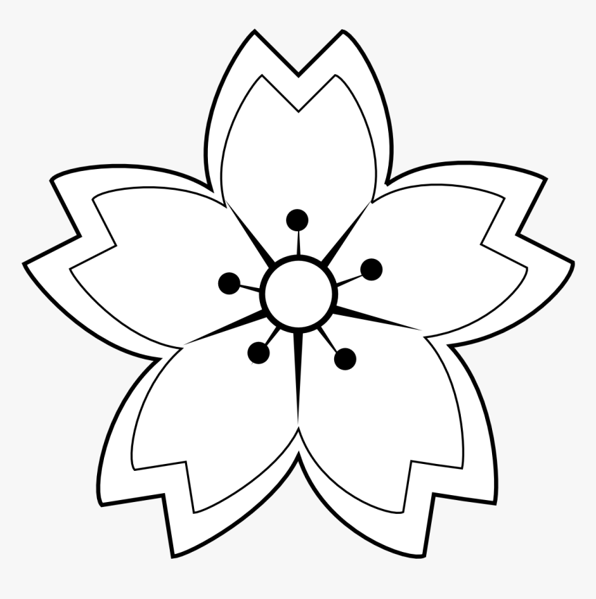 Flower, Petals, Star, Symetry - Cherry Blossom Japanese Drawing, HD Png Download, Free Download