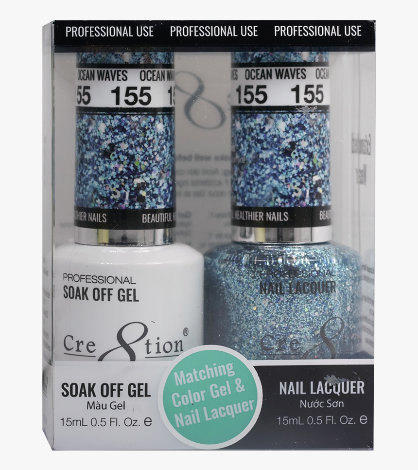Cre8tion Matching Color Gel & Nail Lacquer 155 Ocean - Nail Polish, HD Png Download, Free Download