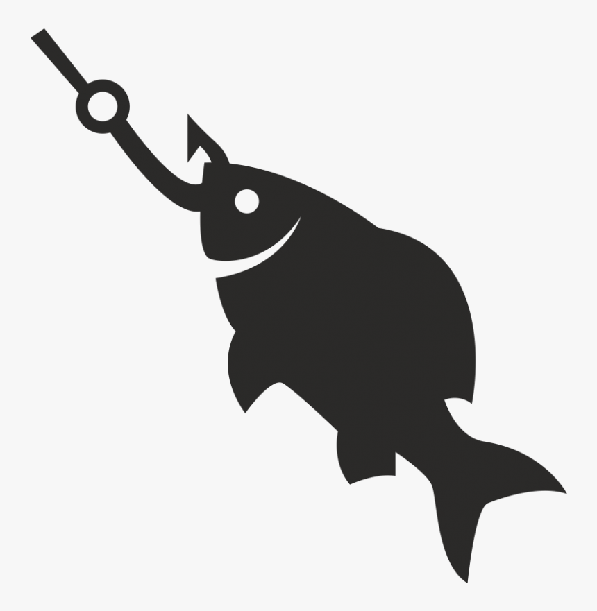Fish Hook Angling Ice Fishing - Fish On Hook Silhouette, HD Png Download, Free Download