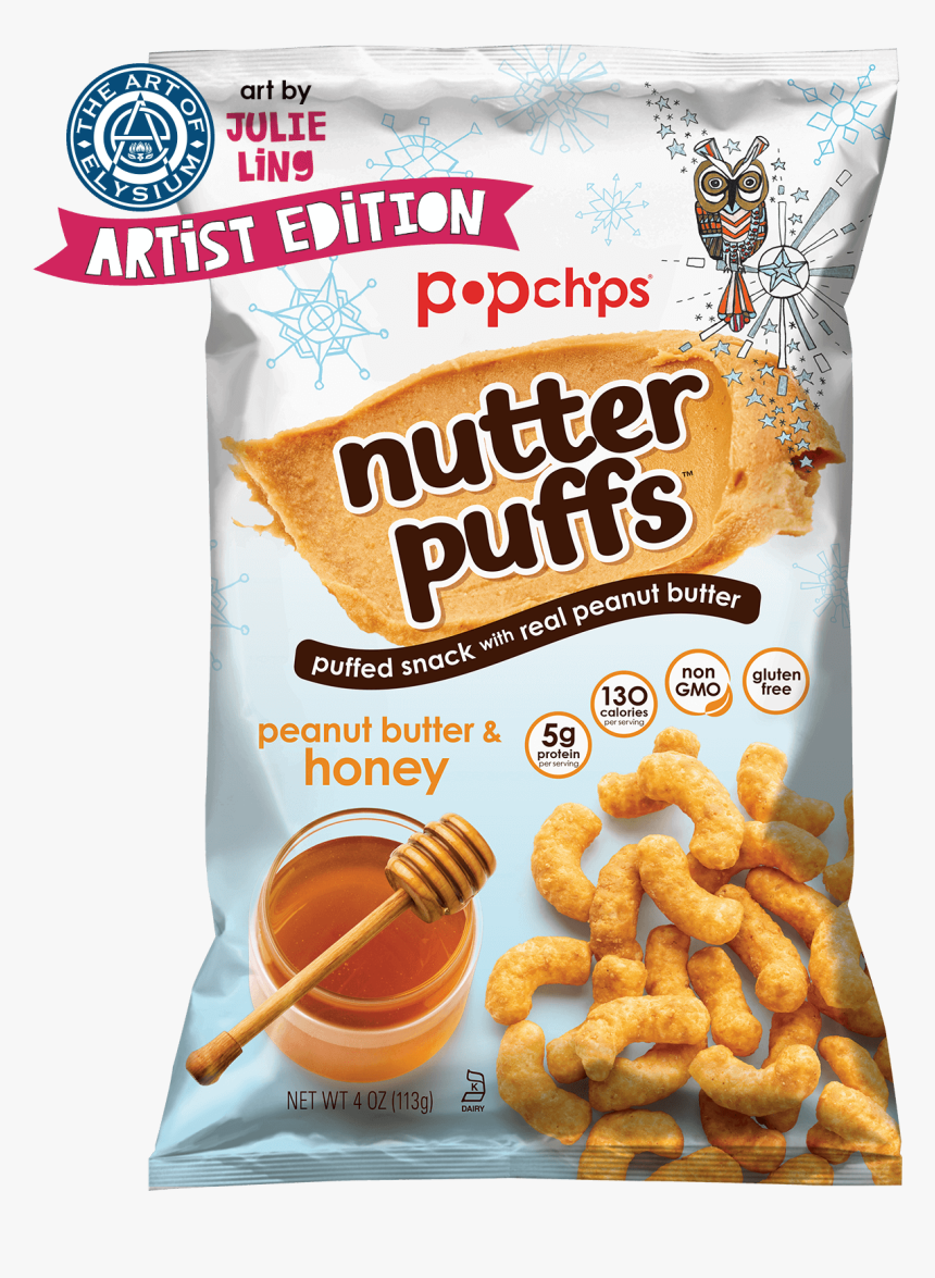 4oz Bag Of Peanut Butter And Honey Nutter Puffs - Popchips, HD Png Download, Free Download