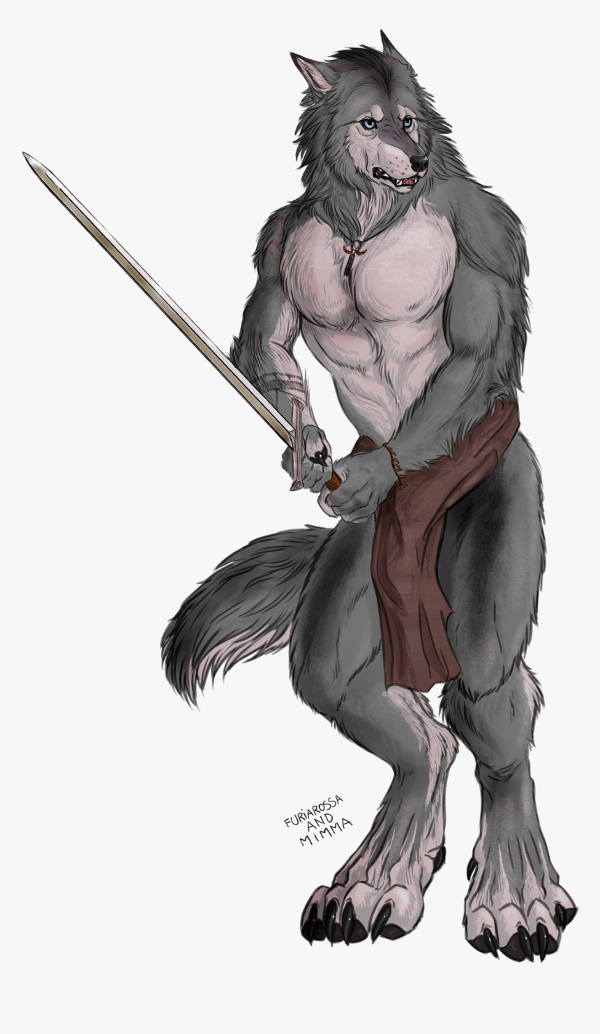 Drawn Werewolf Sword - Werewolf With Sword Art, HD Png Download, Free Download