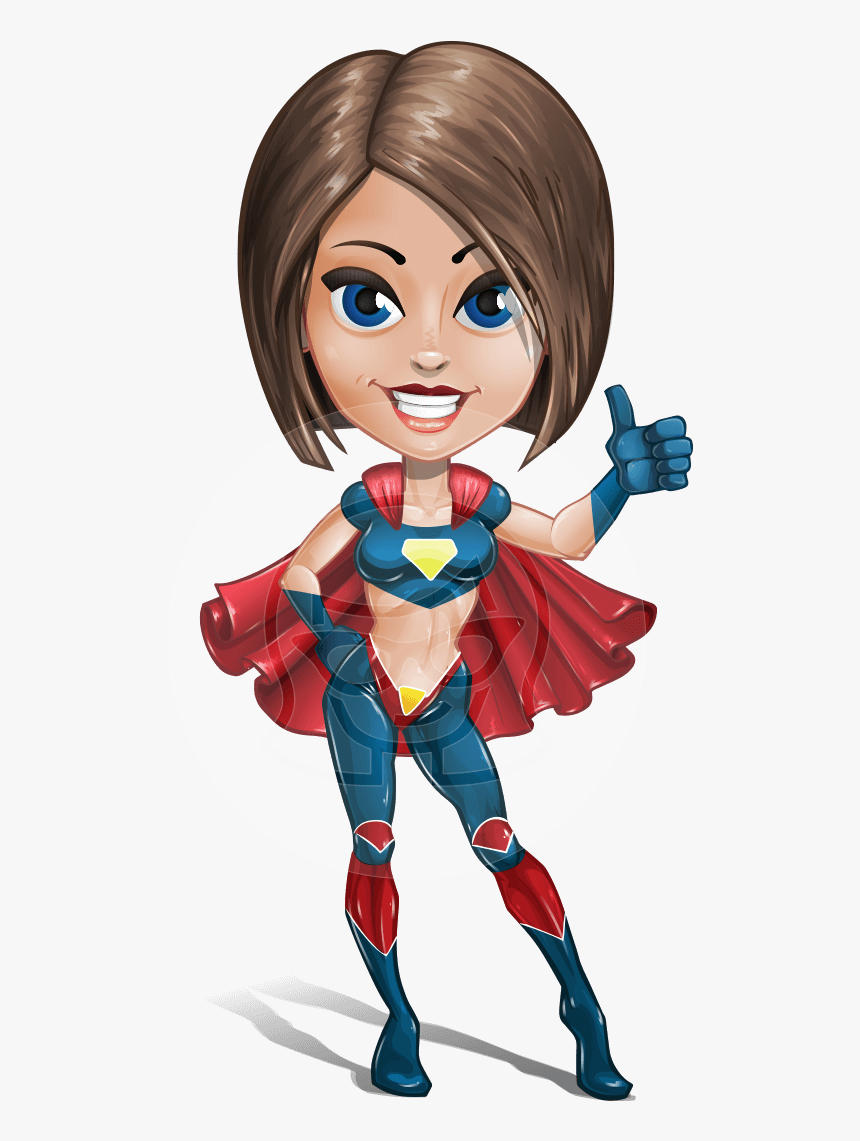 Cute Superhero Girl Cartoon Vector Character Aka Gamma - Super Hero Caricature Body Format, HD Png Download, Free Download