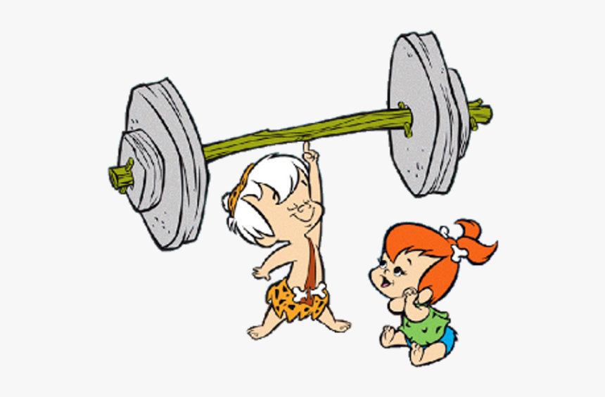 Pebbles Looking At Bamm Bamm Rubble-fd209 - Bam Bam Lifting Weights, HD Png Download, Free Download