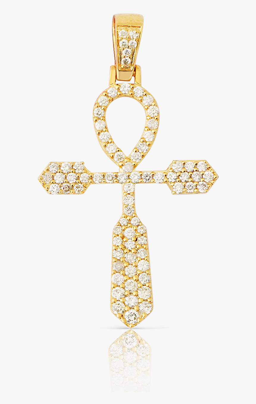 10k Yellow Gold Diamond Ankh Pendant - Pendant, HD Png Download, Free Download