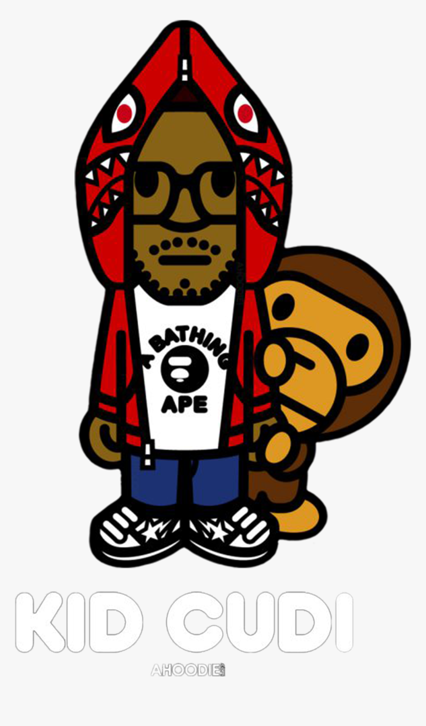 T-shirt A Bathing Ape Art Man On The Moon - Kid Cudi, HD Png Download, Free Download