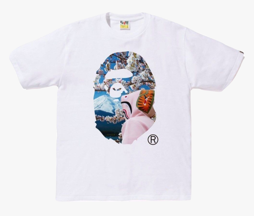 Bape Logo Png , Png Download - Bape Sakura Ape Head Photo Tee, Transparent Png, Free Download