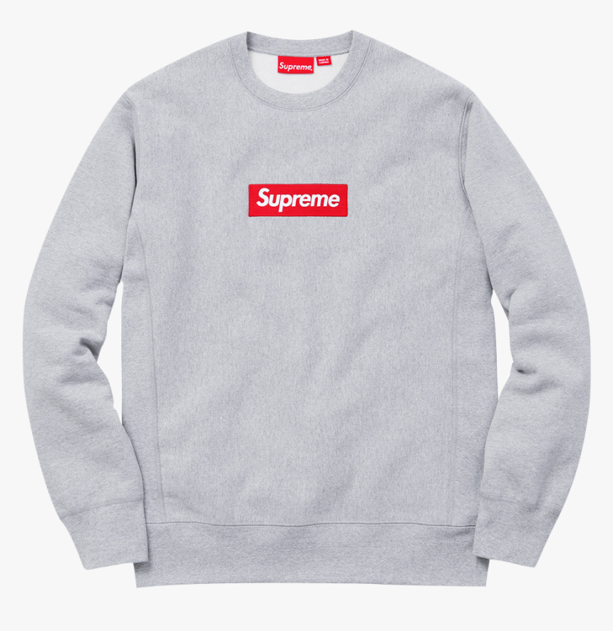 Supreme Box Logo Crewneck - Supreme Grey Sweatshirt, HD Png Download, Free Download