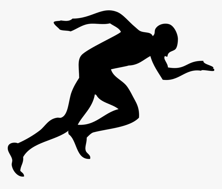 Runner, Athlete, Sprint, Race, Black, Silhouette, Sport - Sprint Black And White, HD Png Download, Free Download